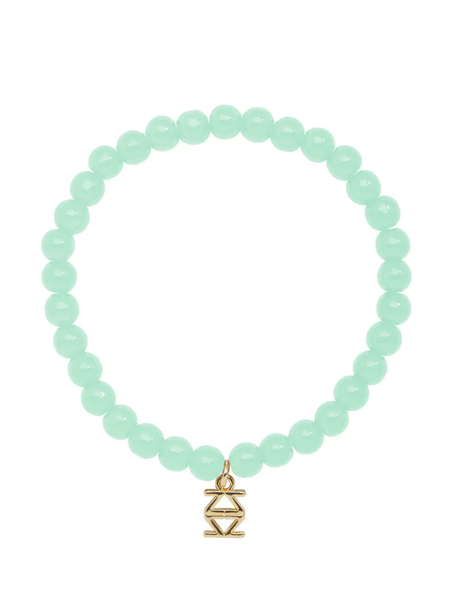 Cassie Glass Bead Stretch Bracelet-Mint