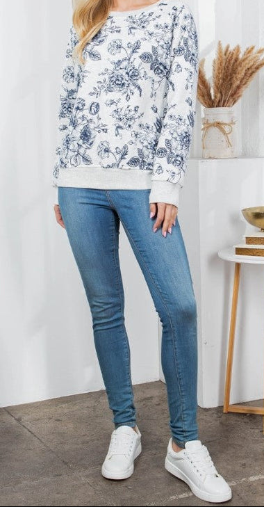 Peony Floral Fleece Sweatshirt
