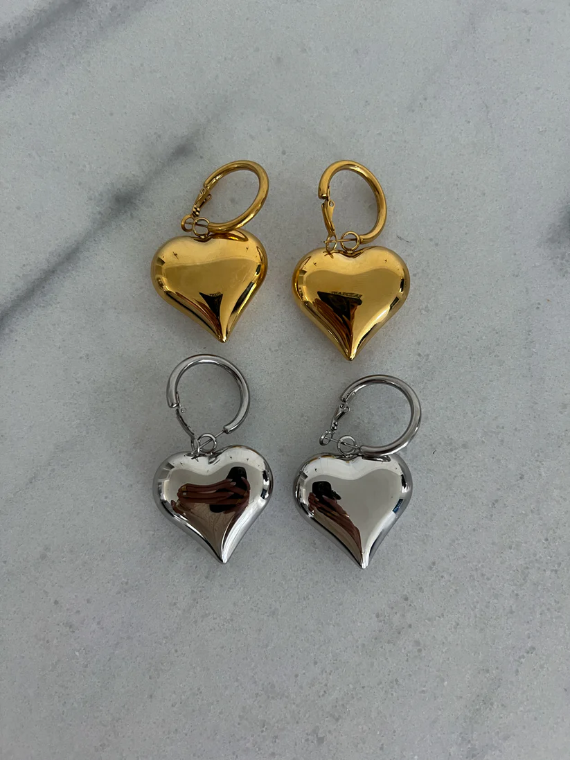 Bubble Heart Earrings-Gold