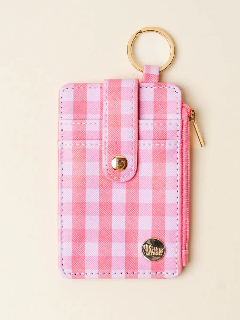 Gingham Pink Keychain Wallet