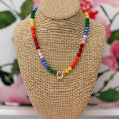 Glitz Beaded Necklace-Multi Color