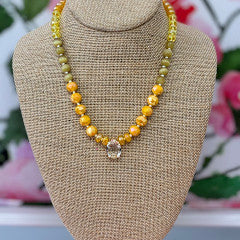Glitz Beaded Necklace-Yellow Mix