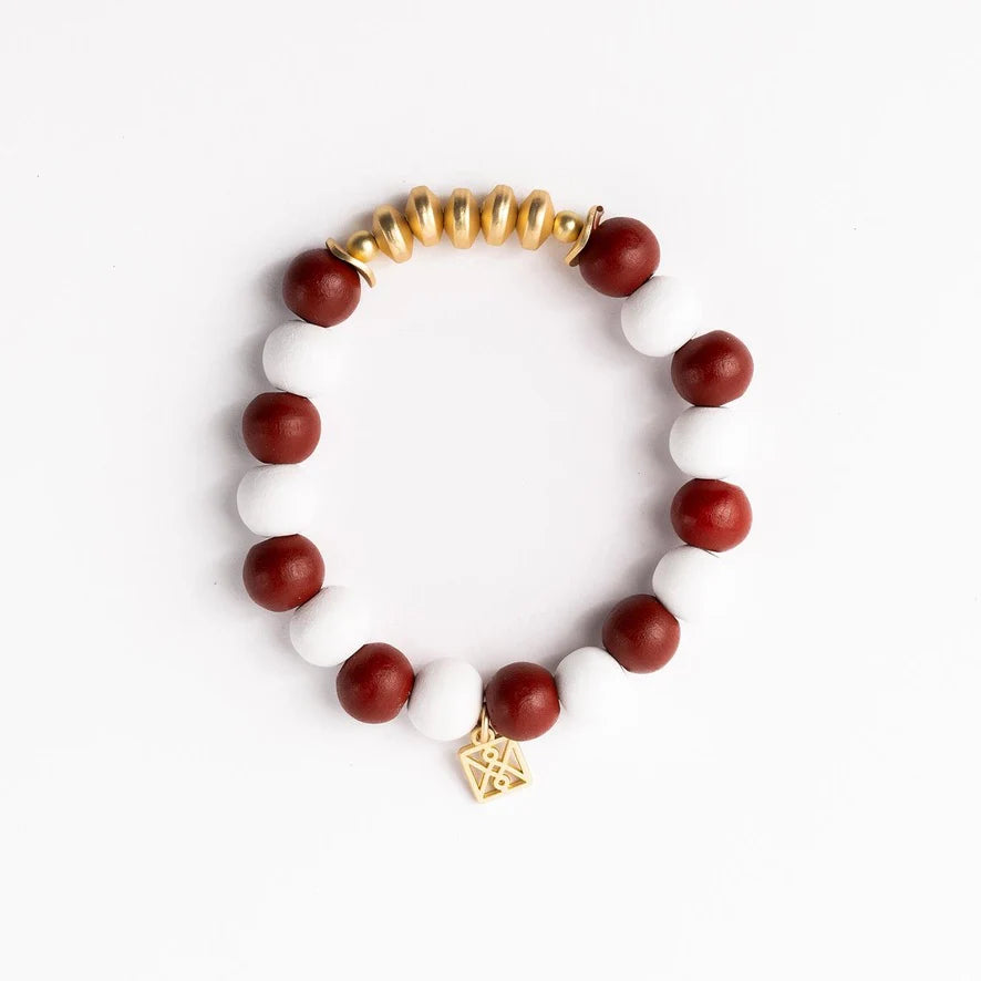 Myles Bracelet - Maroon/White