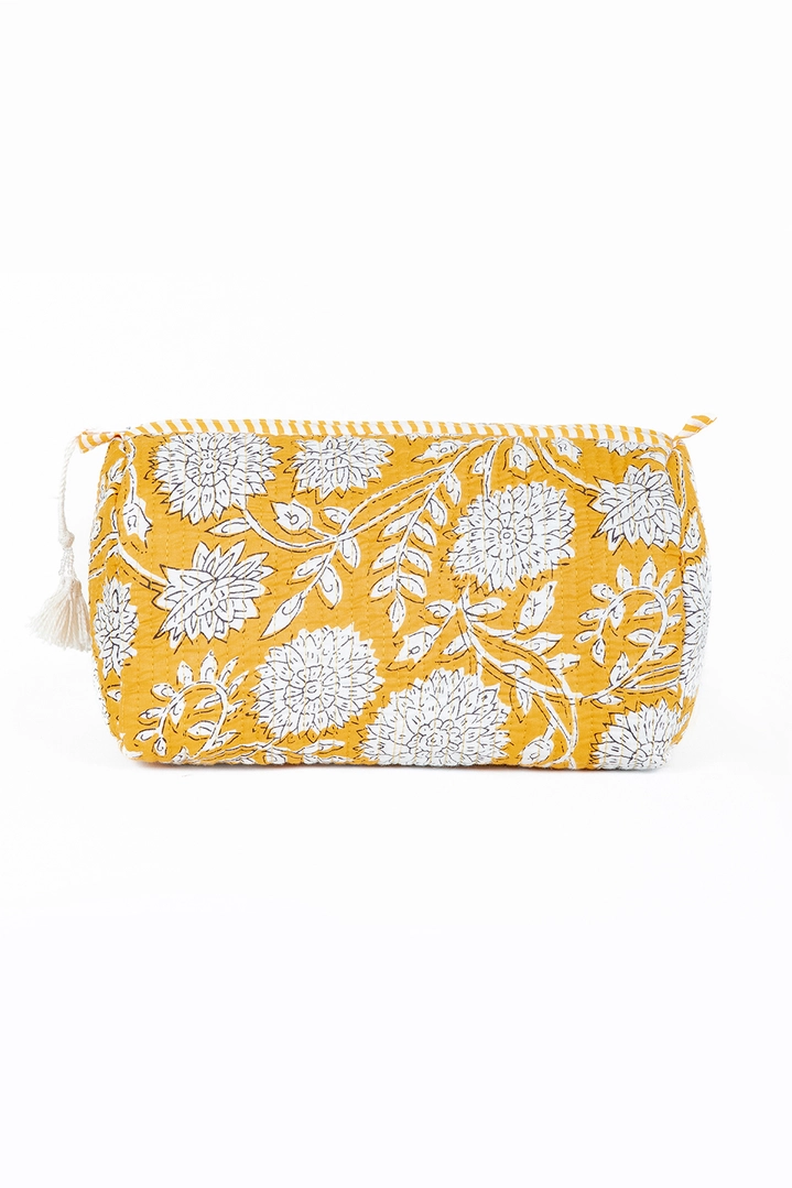 Yellow Quilted Cosmetic Bag Medium