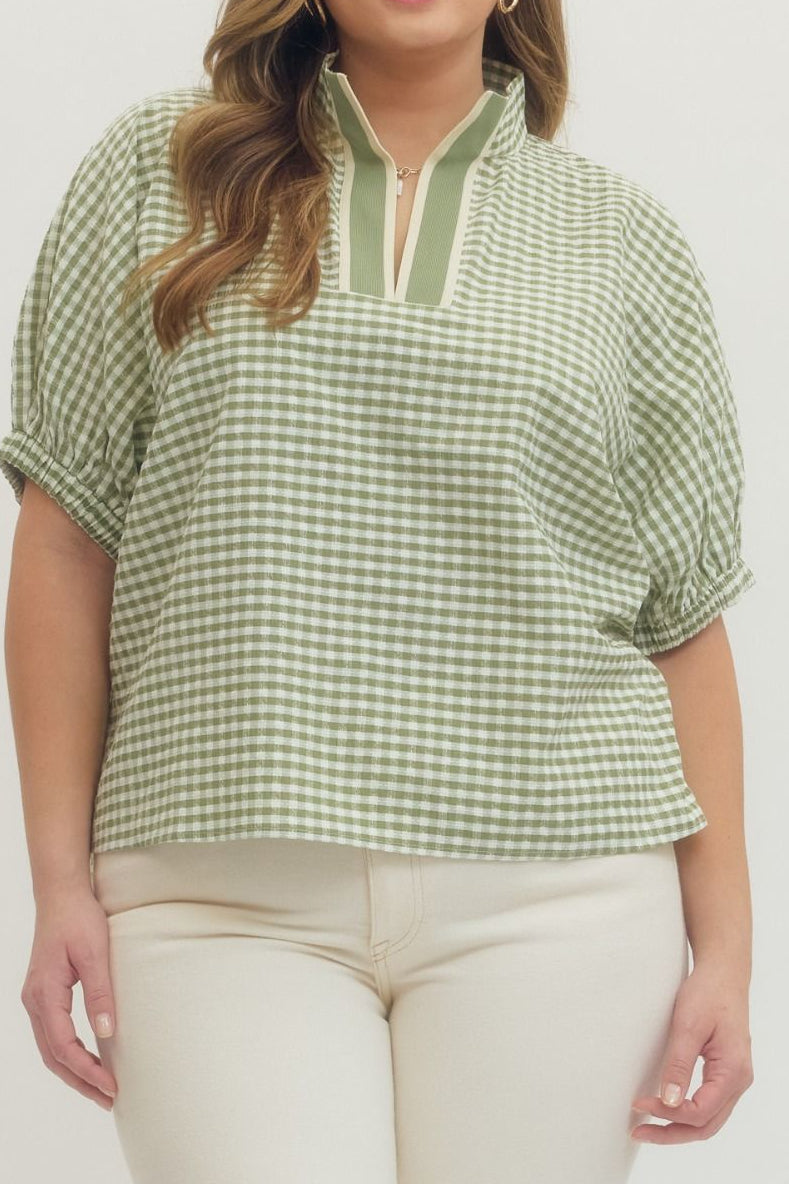[Plus] Matcha Made in Heaven Gingham Top