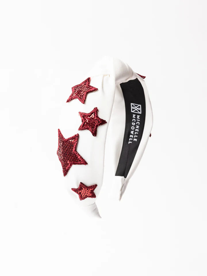 Emma Headband - Maroon/White