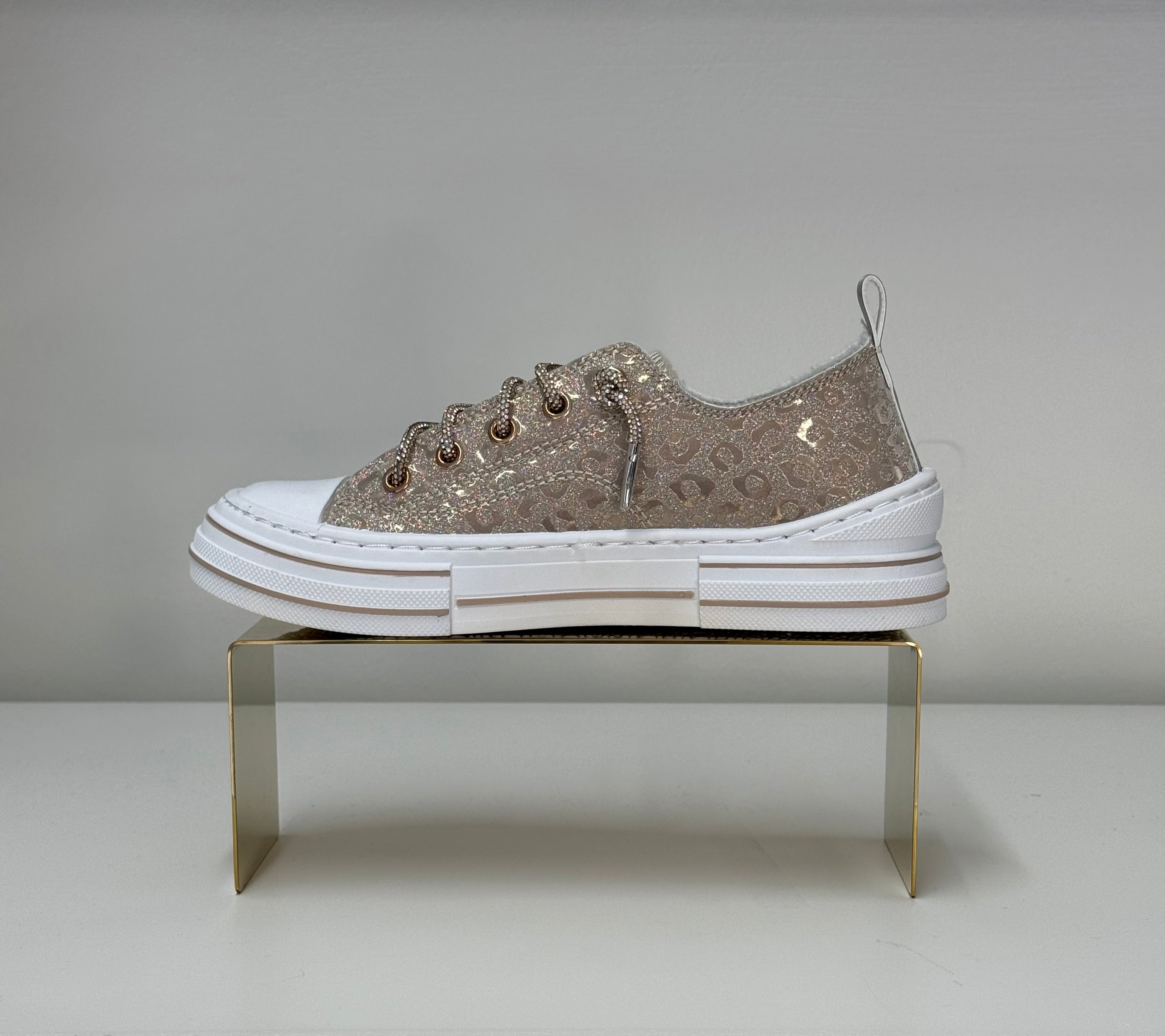 Aman Leopard Shine Sneaker - Gold