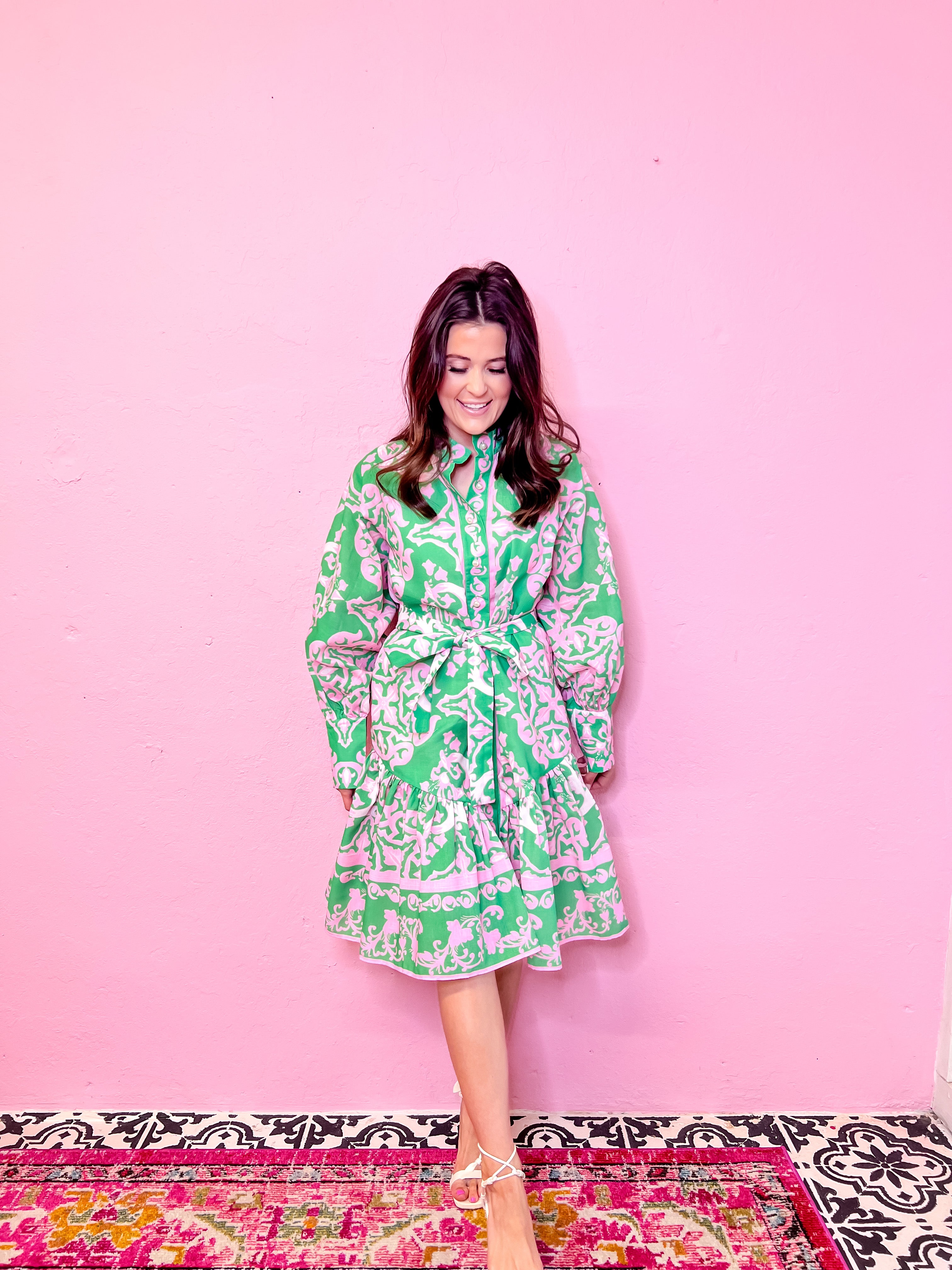 [Beulahstyle] Pink & Green Pearl Dreamy Dress