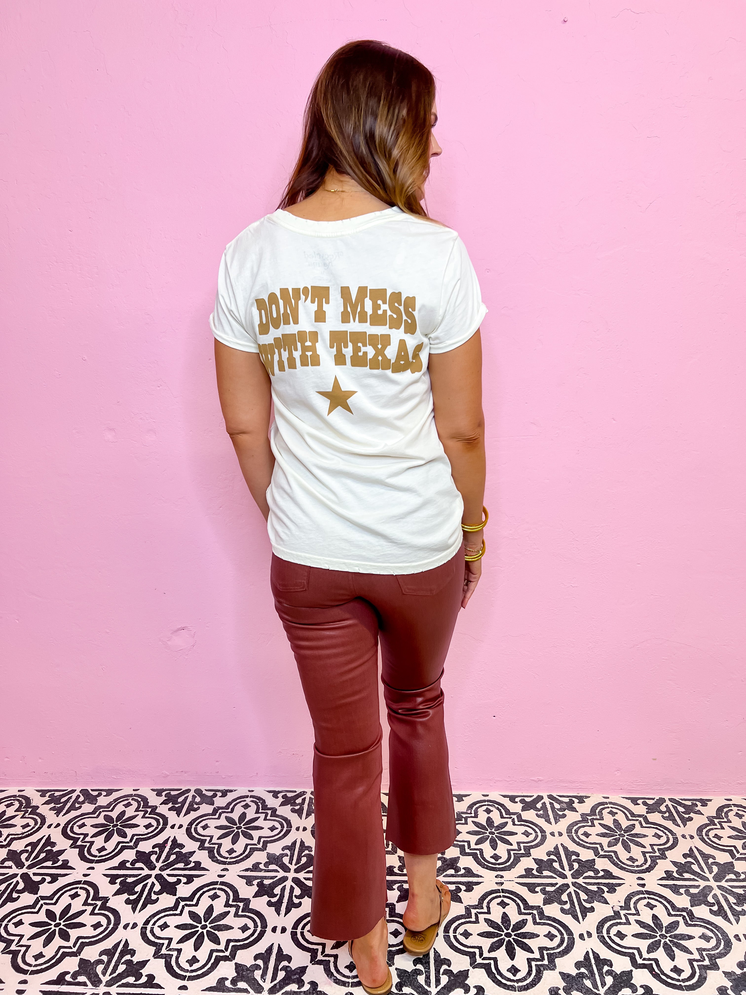Cropped Kick Flare-Coated Brick — The Burlap Sack Boutique