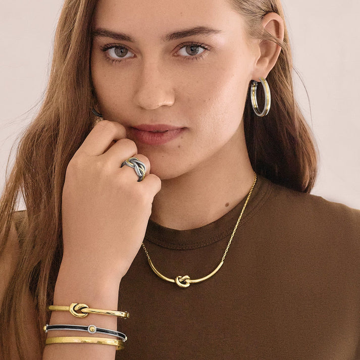 [Brighton] Interlok Single Knot Hinged Bangle - Gold