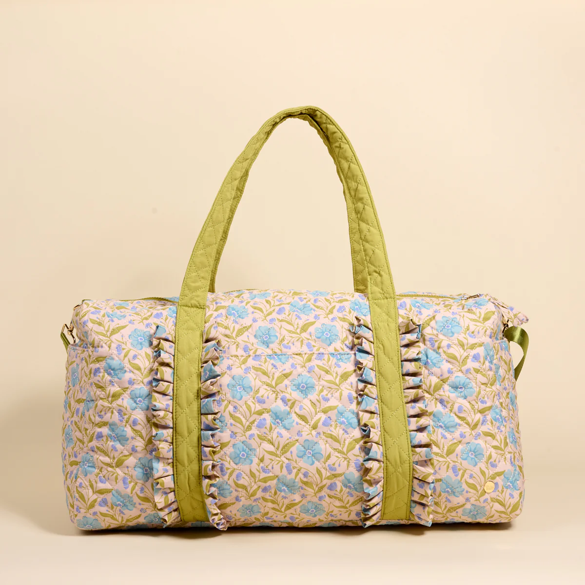 On the Go Quilted Weekender Bag - Poppin' Petals Aqua