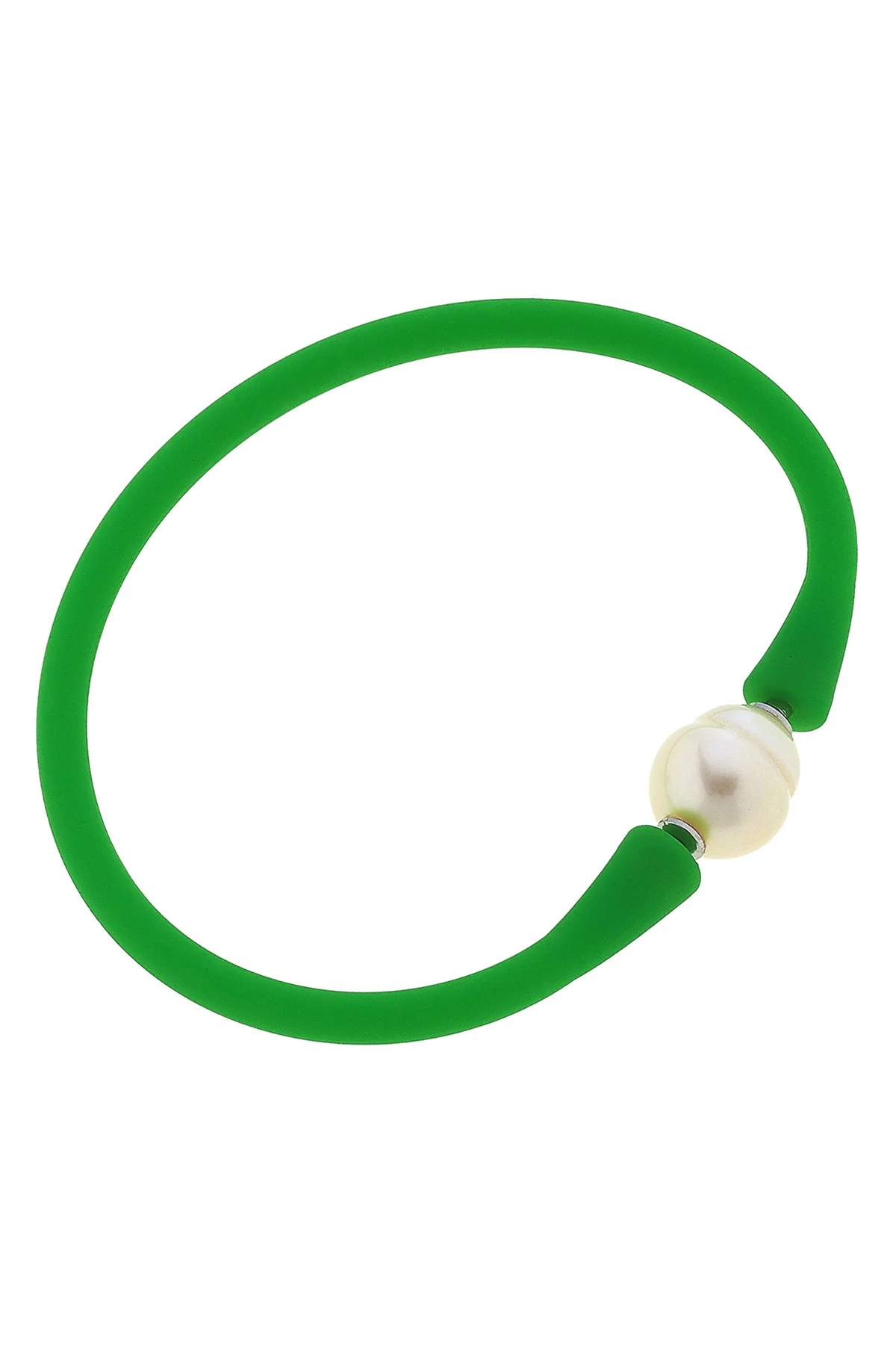 Bail Fresh Water Pearl Silicone Bracelet-Green