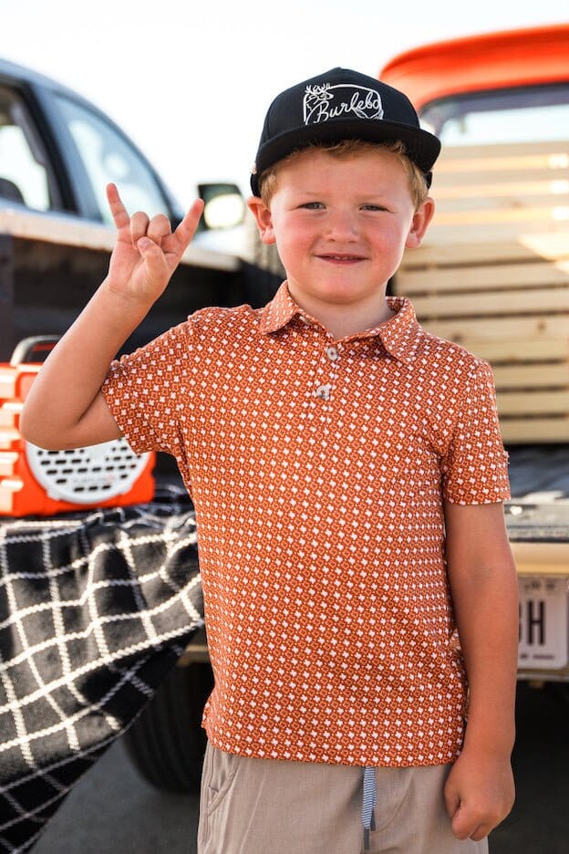 [Burlebo] Youth Performance Polo -Texas - Orange and White