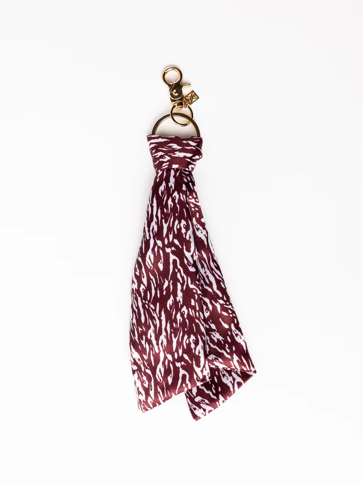 Nora Tiger Tail Keychain - Maroon/White