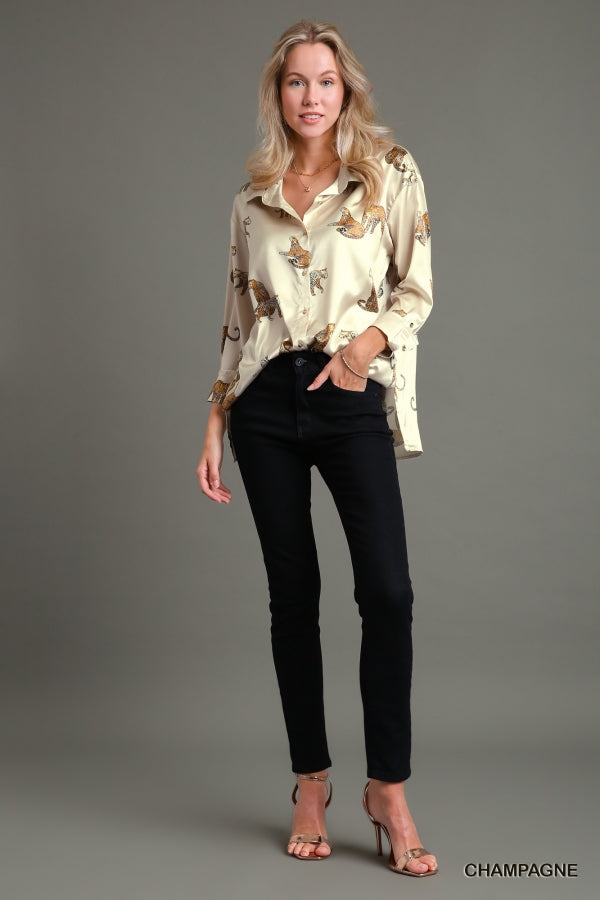 Asher Leopard Printed Top-Ivory