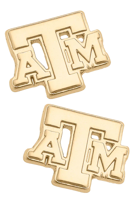 Texas A&M Logo 24K Gold Plated Stud Earrings