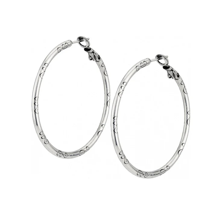 [Brighton] Large Earring Charm Hoops-Silver