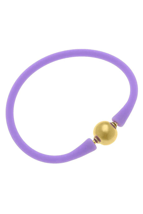 Bali 24K Plated Ball Bead Silicone Bracelet-Lavender