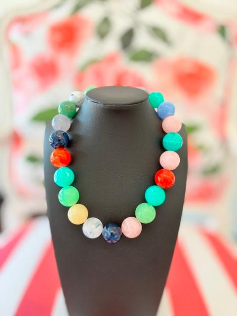 Round Beaded Necklace-Multi