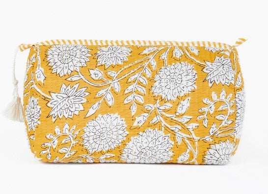 Yellow Quilted Cosmetic Bag Large