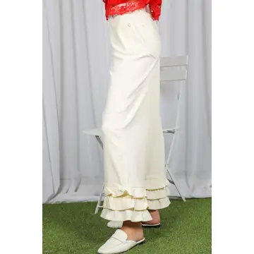 Vanilla Cream Cropped Ruffle Pant