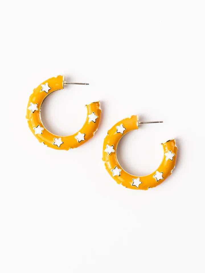 Justine Earrings Medium - Orange/White