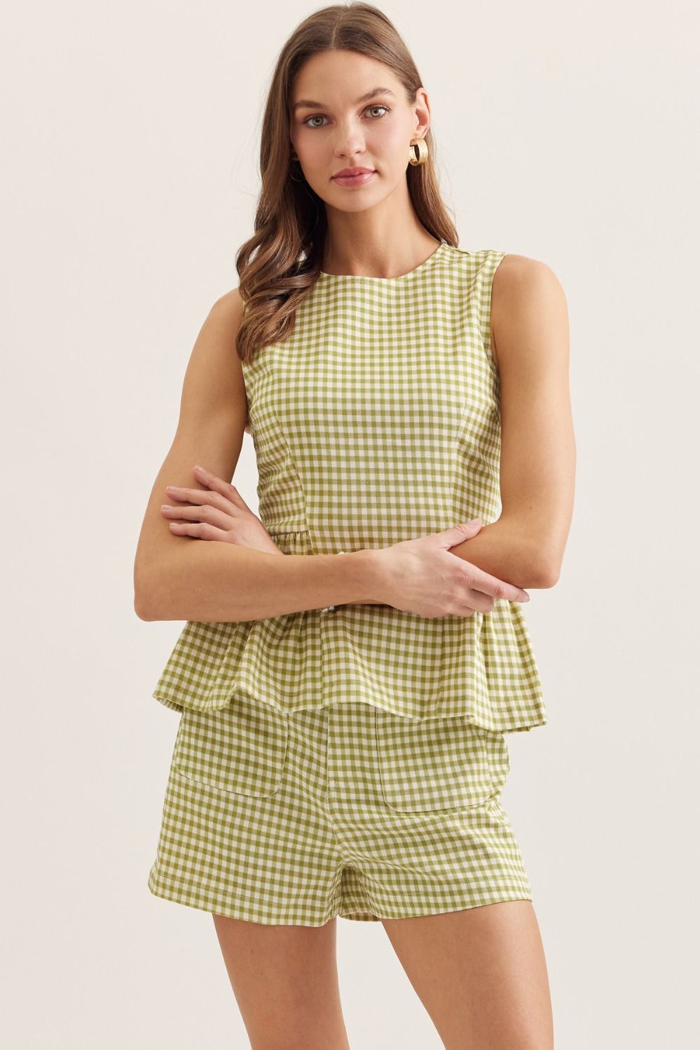 Tillie Peplum Top-Matcha
