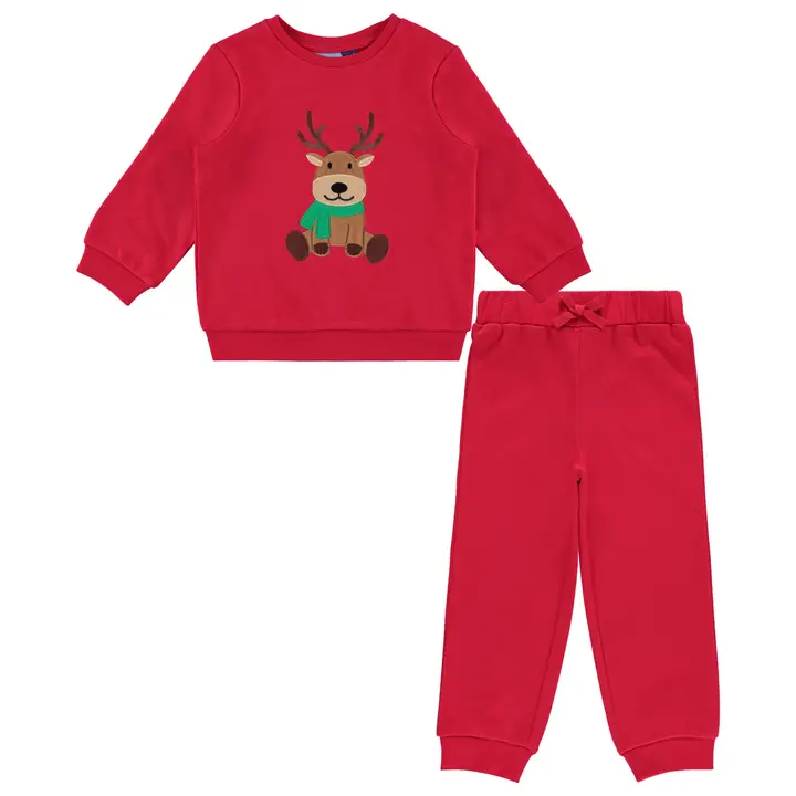 Infant Boys French Terry Holiday Set- Red