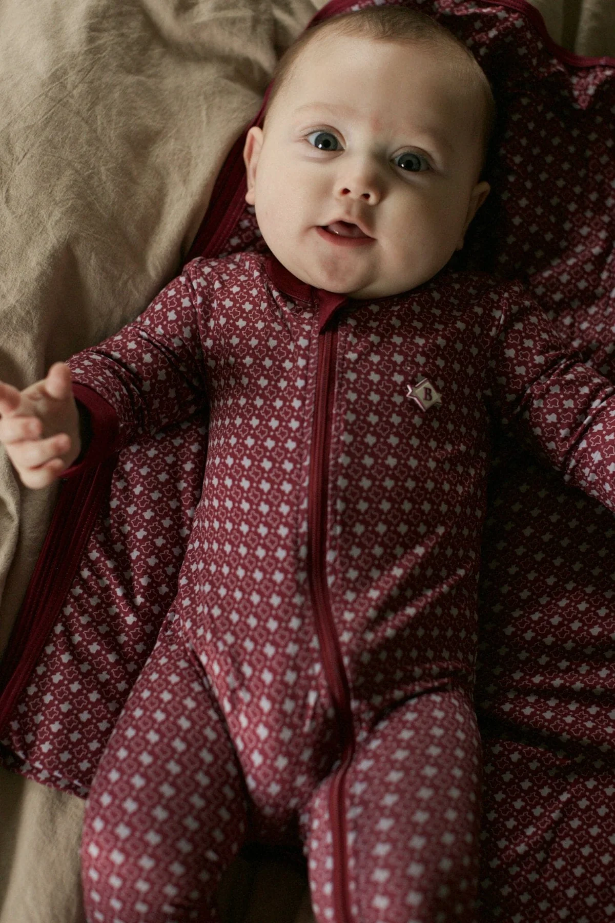 [Burlebo] Baby Zip Up-Texas-Maroon and Grey