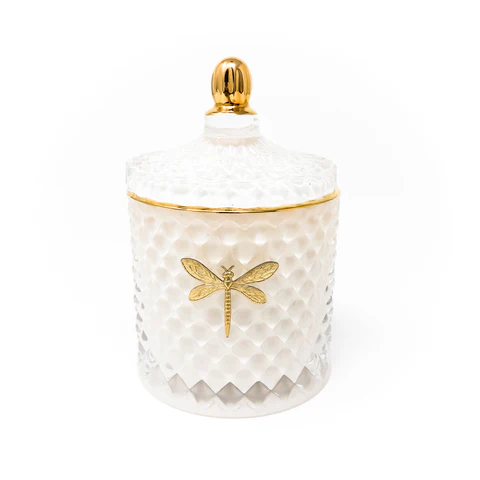 Bella Candle - White & Gold 8 oz : Whitewood + Saffron