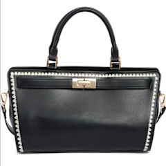 Neema Vegan Leather Zip Top Handbag-Black
