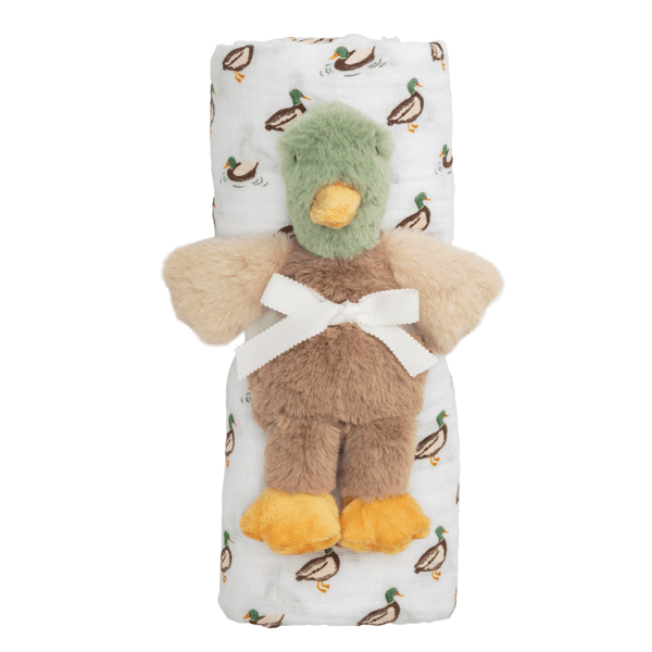 [Mud Pie] Mallard Swaddle and Rattle Set