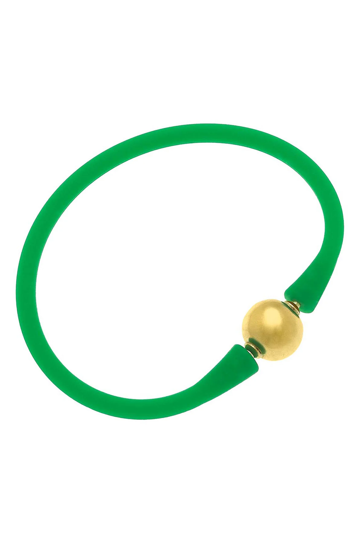Bali 24K Plated Ball Bead Silicone Bracelet-Green