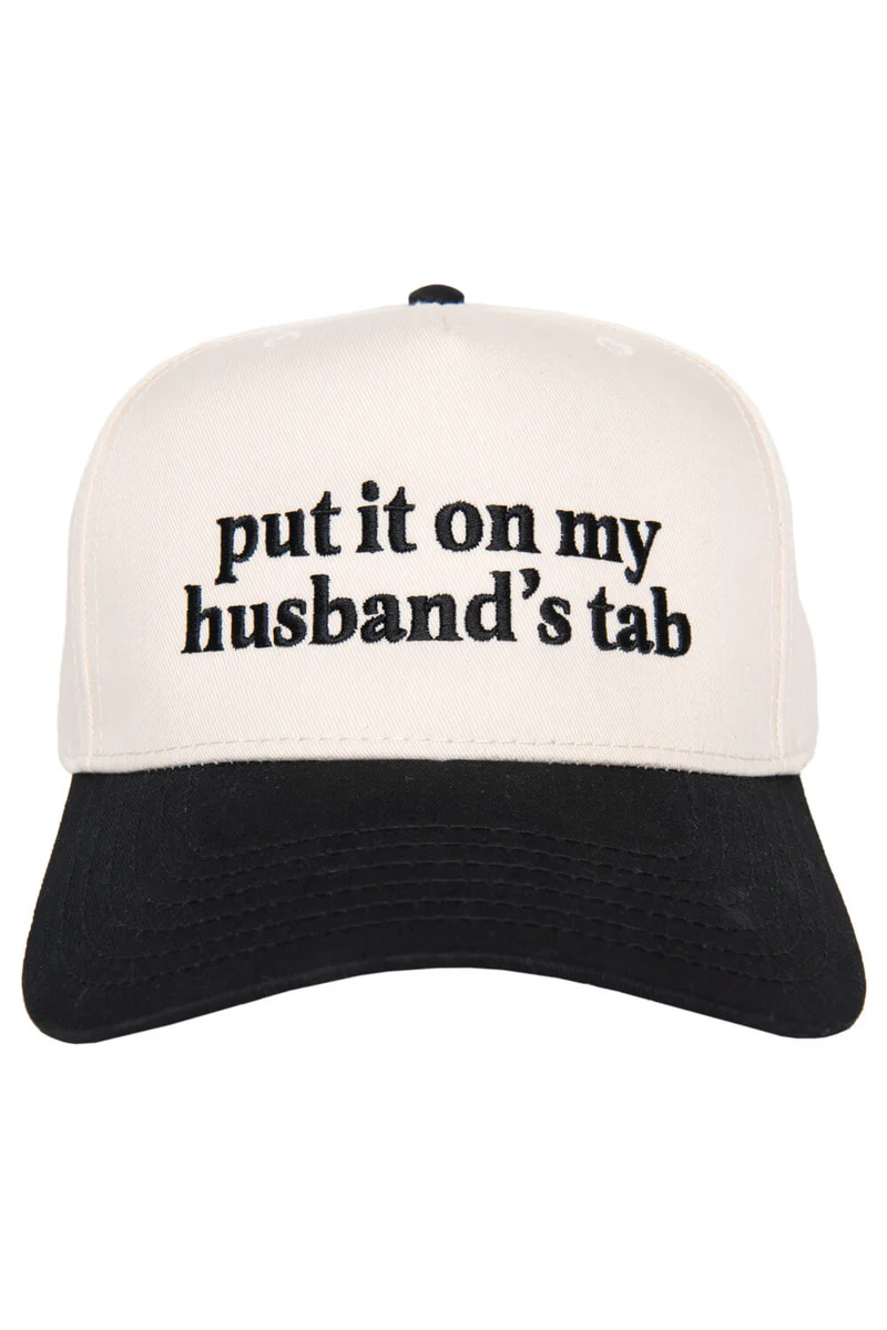 Put It On My Husband's Tab Two- Toned Vintage Hat- Black Tan