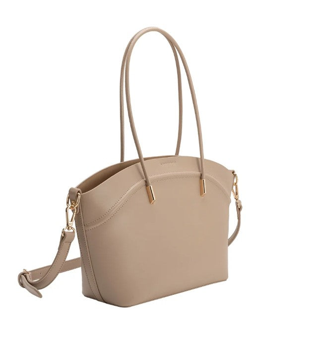 Hazel Vegan Leather Tote Bag-Nude