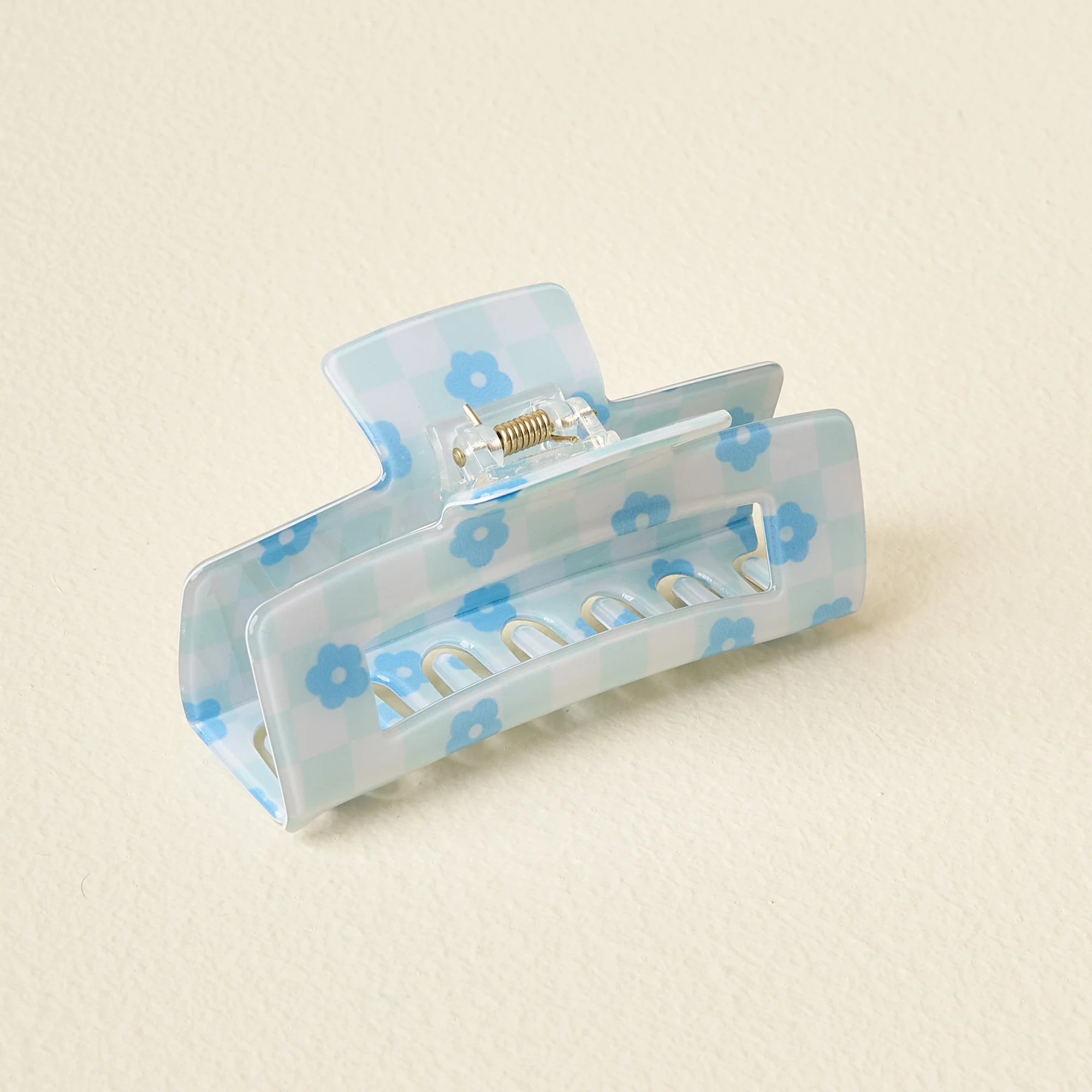 Daisy Check Claw Clip-Blue