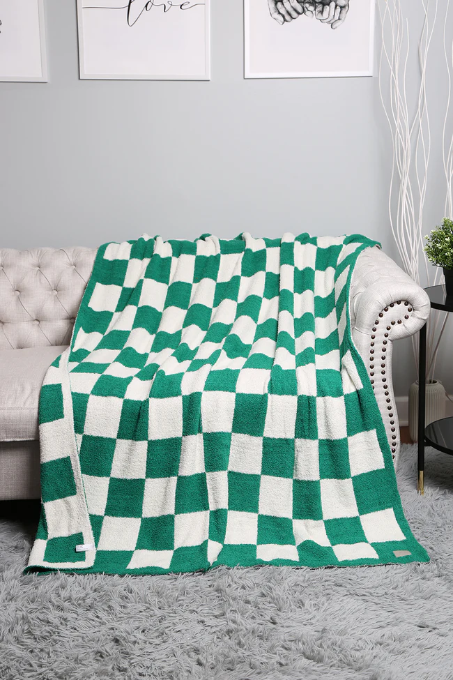 Green Checkered Throw Blanket