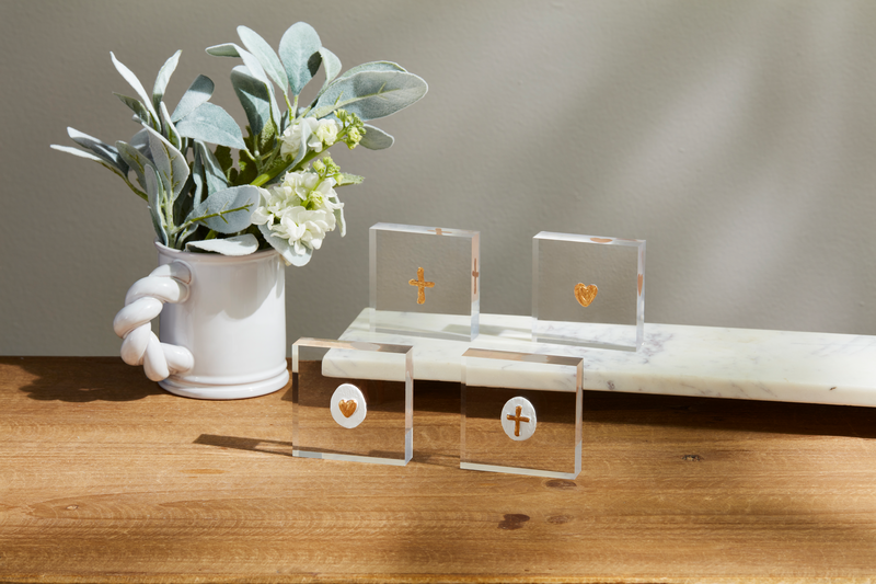 Gold Cross Mini Acrylic Sitter