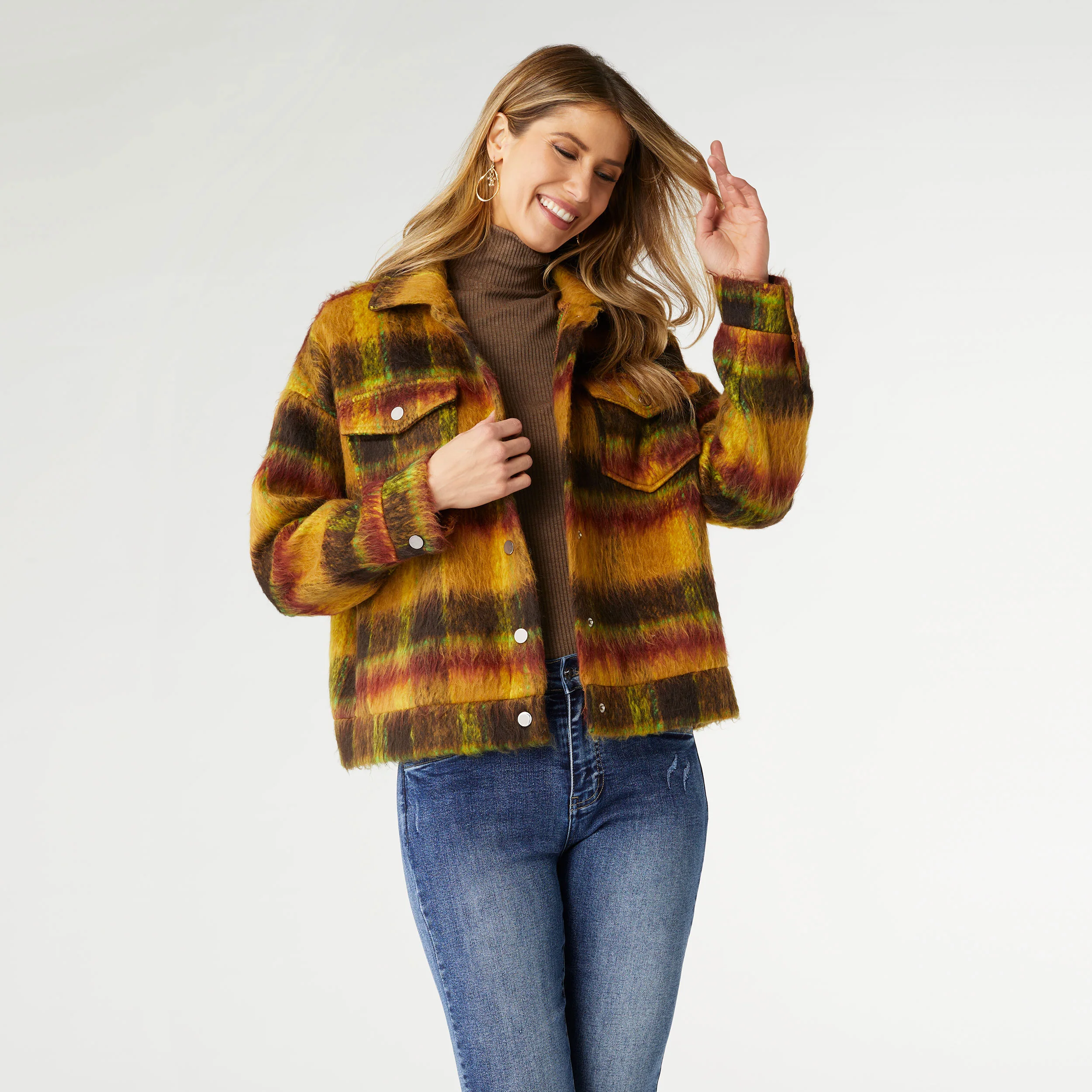 Darcey Space Dye Front Snap Shacket