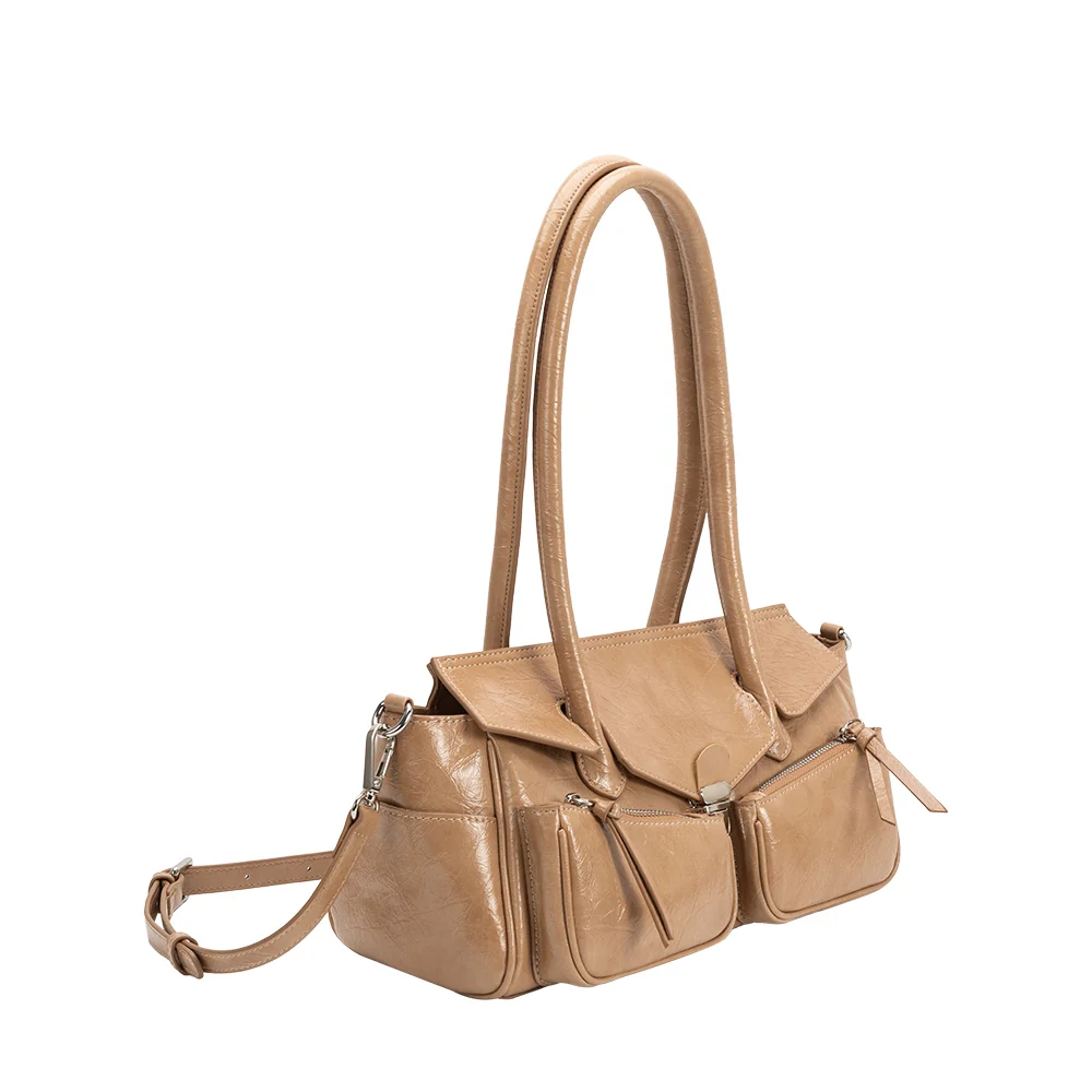 Ruthie Vegan Leather Shoulder Bag-Tan