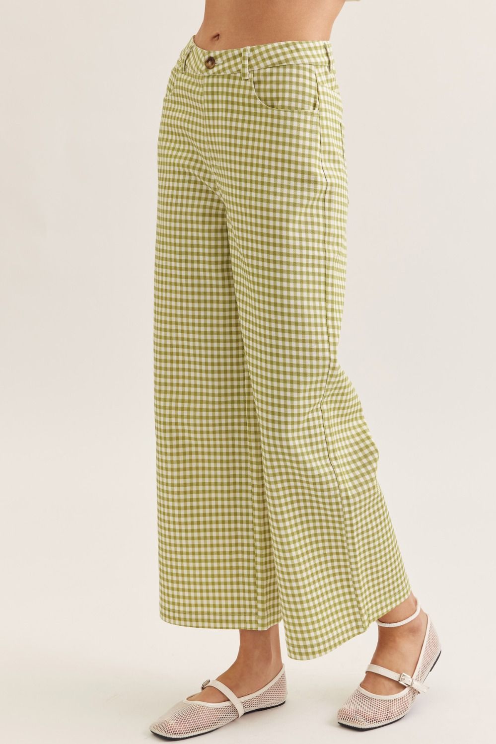Tillie Gingham Pant-Matcha