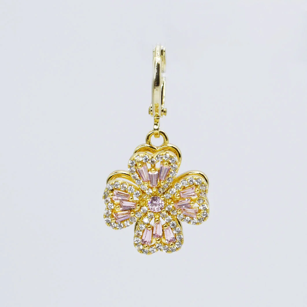 Pink Crystal Flower Charm