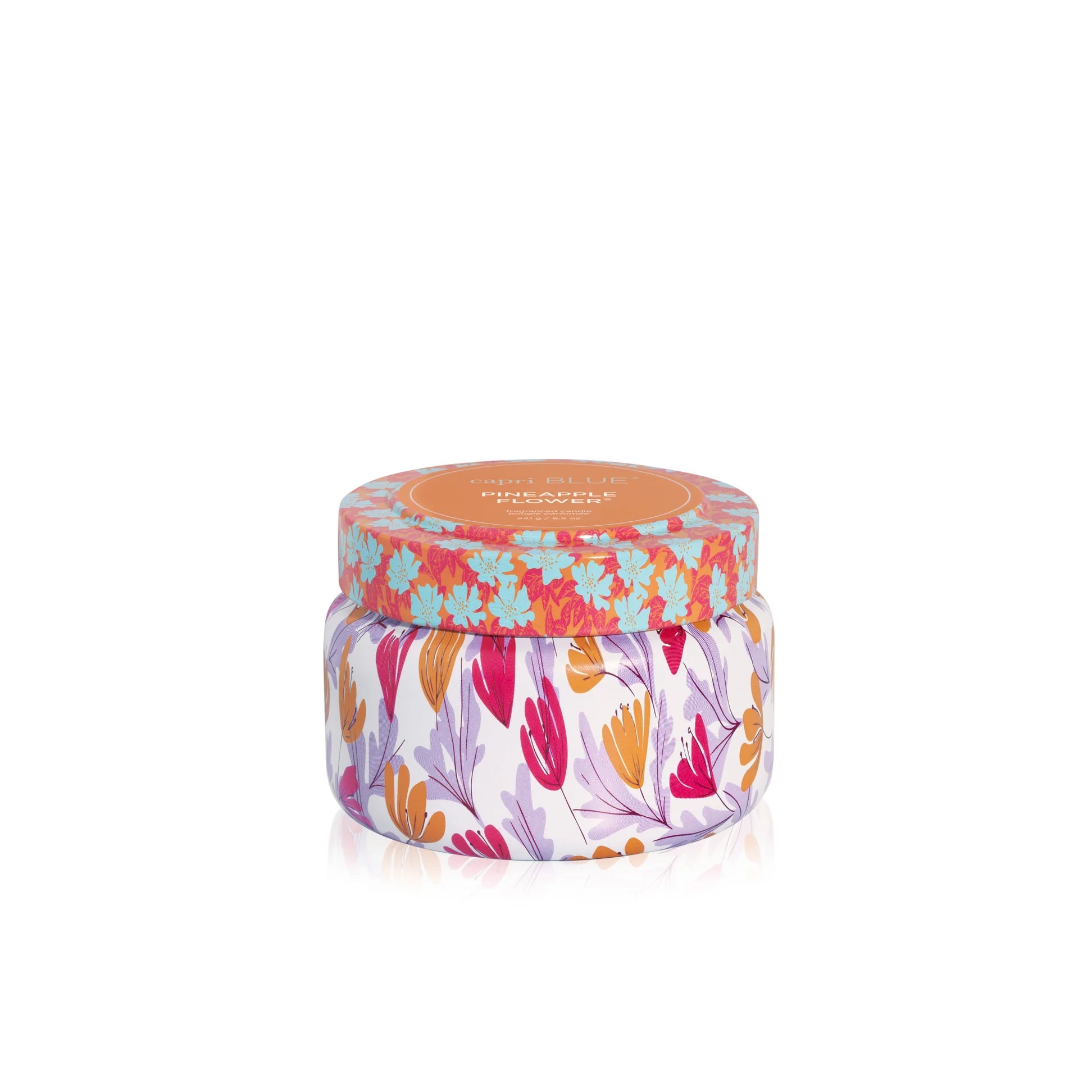 [Capri Blue] Pineapple Flower Pattern Play Printed Travel Tin Candle 8.5oz