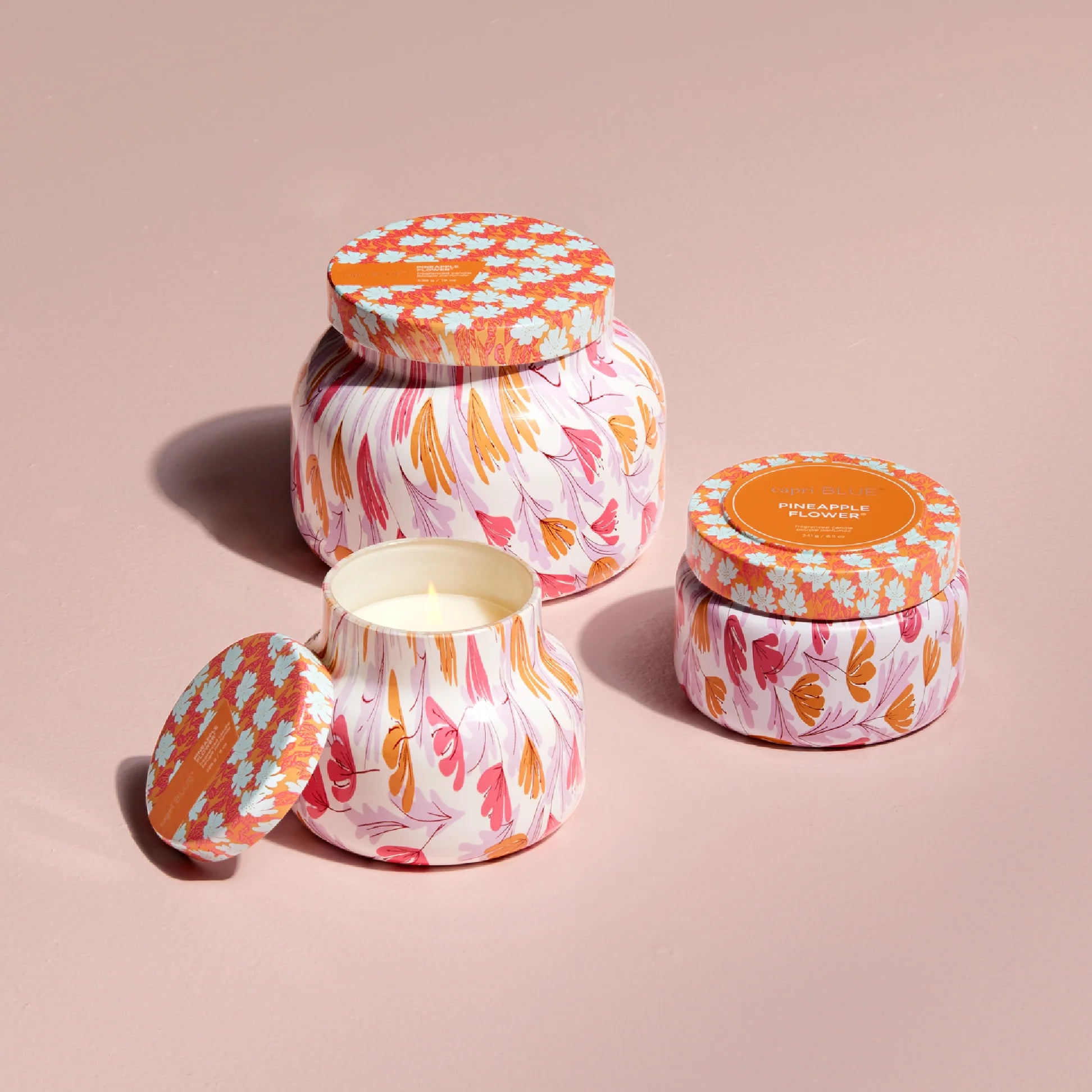 [Capri Blue] Pineapple Flower Pattern Play Printed Travel Tin Candle 8.5oz