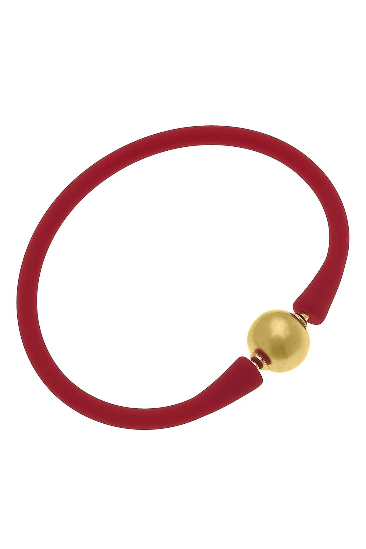 Bali 24K Plated Ball Bead Silicone Bracelet-Red