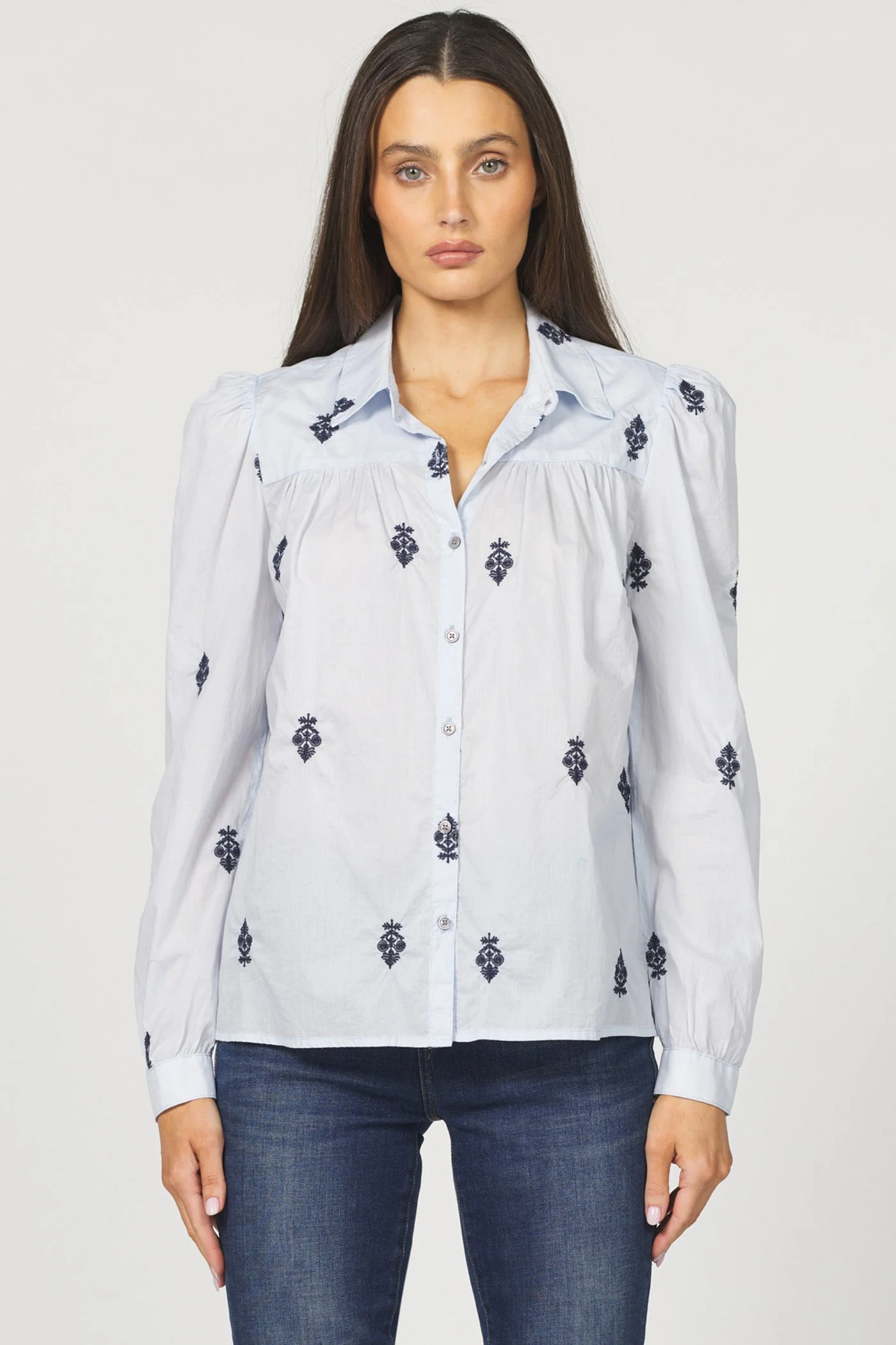 [Dear John] Nasrin Novelty Shirt- Milky Blue