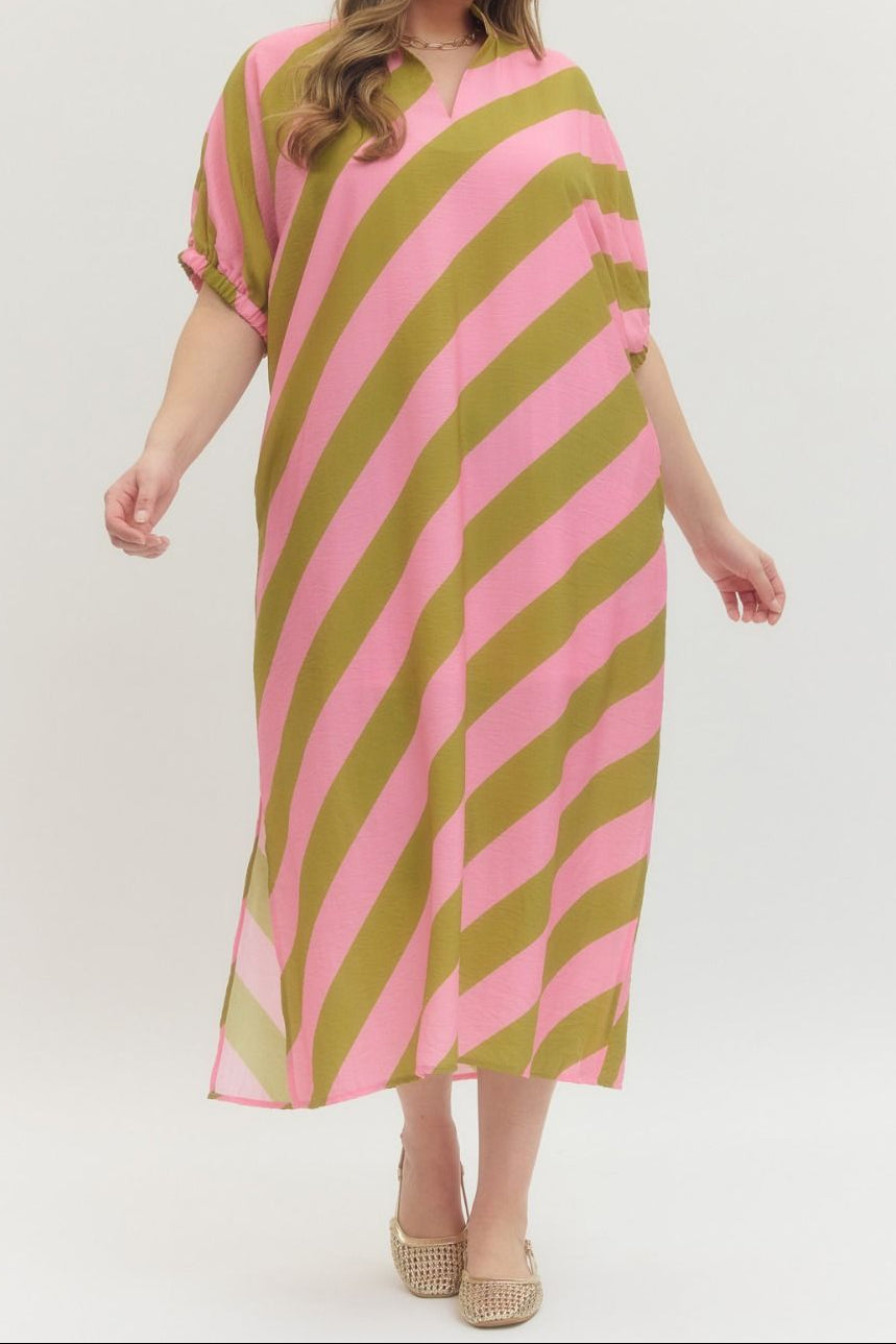 [Plus Size] Capri Midi Dress - Kiwi Pink