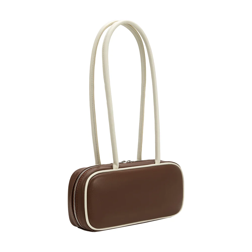 Micaela Vegan Leather Shoulder Bag- Chocolate