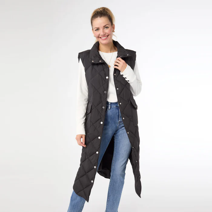 Shea Long Down Filled Quilted Vest