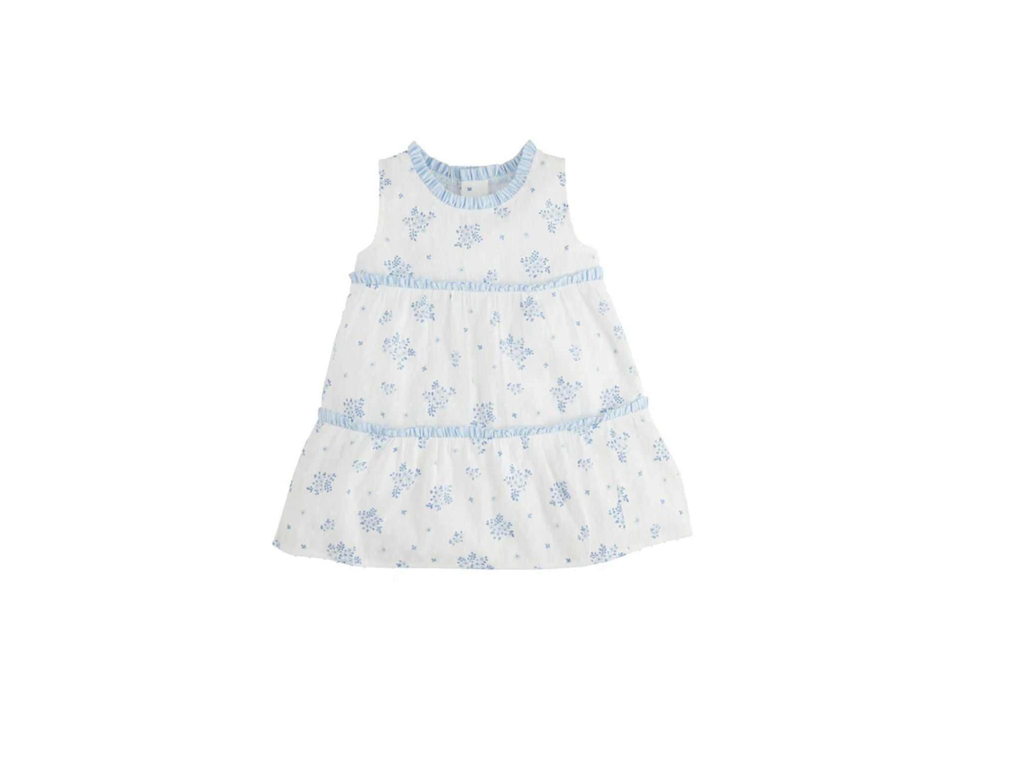 Blue Floral Tiered Dress